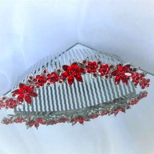 New Red Crystal Flower Hair Comb Accessory